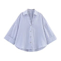 Striped Women'S Shirt White Loose Casual Shirts for Women Summer Button up Shirts and Blouses Woman Wide Sleeve Ladies Top