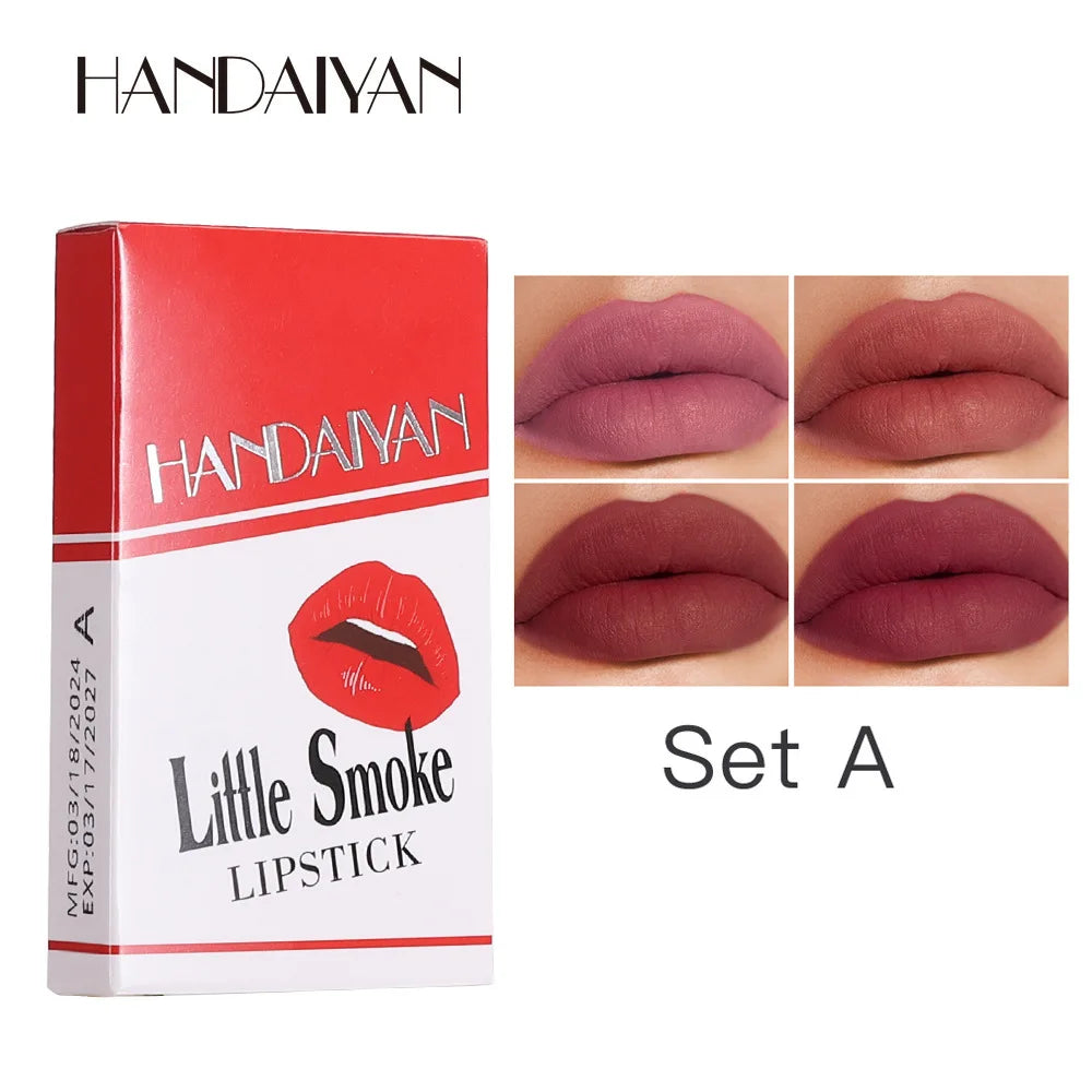 Creative Cigarette Lipstick Set 4 Colors Matte Long Lasting Waterproof Matt Lip Stick Tube Nude Red Lips Makeup