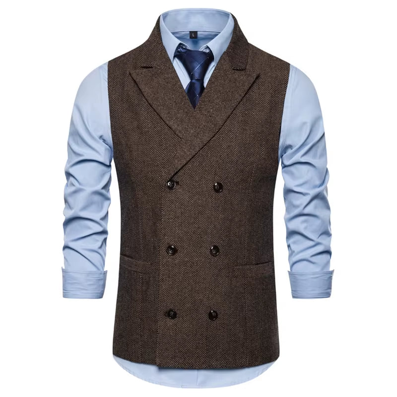 Vest Men Double Breasted Suit Vests Men Mens Sleeveless Suit Vest Waistcoat Vintage Formal Blazers Waistcoat for Wedding Chaleco