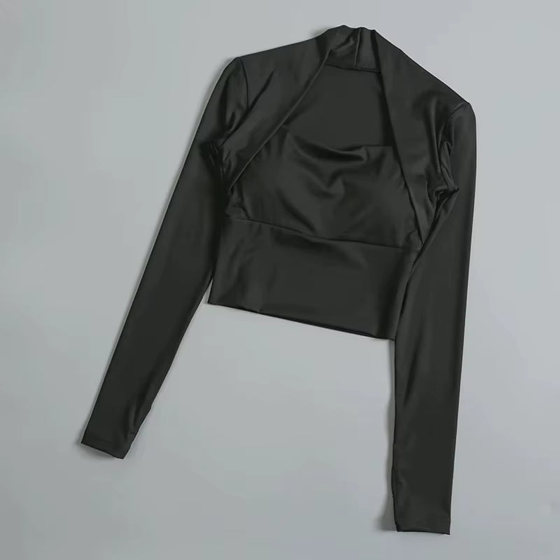 Fitness Chest Cushion Sports Top Women Long Sleeve Shirts Pra Speed up Short Elegant Dance Yoga Clothes Small Waistband Gym