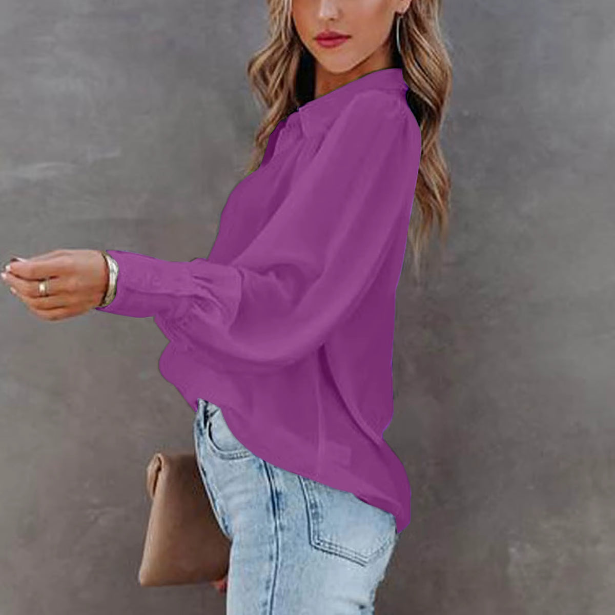 Women'S Casual Loose Fit Shirt White Lapel Ling Sleeve Button down Blouse Spring Summer Female Clothing Office Lady Formal Blusa