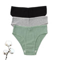 3Pcs Simple Cotton Underwear for Women Ribbed Solid Color Comfort Briefs Ladies Elastic Breathable Panties Sport Bikini M-XXL