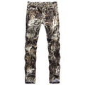 Men'S Fashion Snakeskin Print Jeans Slim Colored Stretch Denim Pants for Man