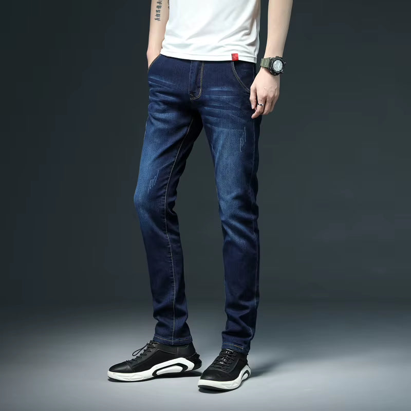 2022 New Men'S Skinny White Jeans Fashion Casual Elastic Cotton Slim Denim Pants Male Brand Clothing Black Gray Khaki