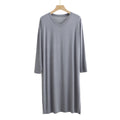 Modal Men'S round Neck Long Sleeve Nightgown Sleepwear Clothes Mid-Long Knee Length Soft and Comfortable Nightwear Dresses