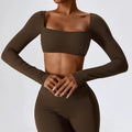 Women Sport Seamless Tops Long Sleeve Breathable Workout Slim T Shirts Athletic Running Gym Push-Up Running Fitness Yoga Tops