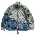 Hi Street Ripped Patchwork Denim Jackets Men'S Vintage Turtleneck Cotton Coat