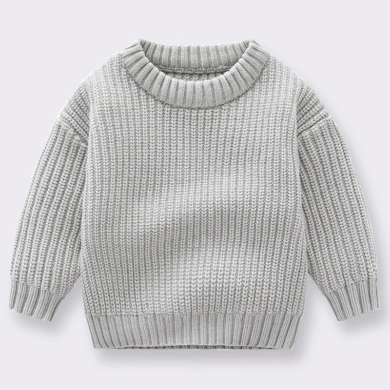 New Autumn Girls Sweater Kids Sweaters Chunky Knit Brief Spring Winter Sweaters Long Sleeve Boys Pullover Warm Knit Baby Clothes