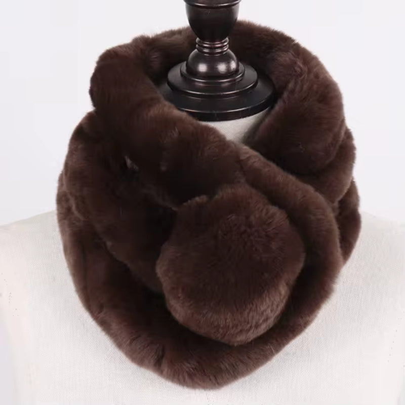 New Winter Natural Rex Rabbit Fur Ring Scarf Women Warm Real Rex Rabbit Fur Mufflers Russian Lady Genuine Rex Rabbit Fur Scarves