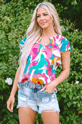 Noemi Notched Neck Flutter Sleeve Blouse-0