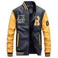 Jacket Men Embroidery Baseball Jackets Pu Leather Coats Slim Fit College Luxury Fleece Pilot Leather Jackets Casaco Masculino