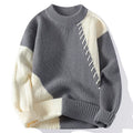 New Autumn Winter Men'S Warm Sweater Fashion Patchwork O-Neck Knitted Pulovers Men Loose Casual Streetwear Daily Knit Sweaters