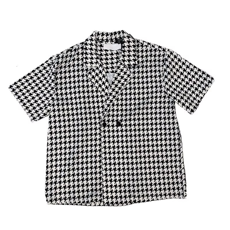 Summer Short-Sleeved Shirts Men Fashion Retro Plaid Shirts Men Streetwear Korean Loose Casual Shirts Mens Dress Shirts M-2XL