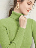 New Turtleneck Jumper Woman Knitted Blouses Fashion Ladies Sweaters Winter Thermal Striped Long Sleeve Autumn Warm Tops Basics