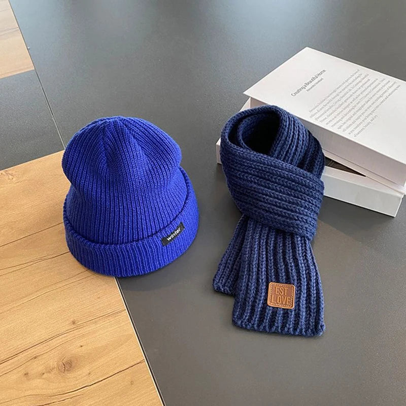2 Sets Autumn and Winter Children'S Hat Scarf Combination Windproof Knit Hat Bib Baby Wool Hat New Cool