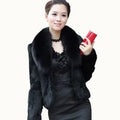 High Quality Faux Rabbit Hair Coat Women'S Warm Outerwear Autumn Winter Short Faux Fox Fur Collar Coat Jacket Overcoat