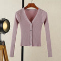 Cardigan Female Black Cropped Korean Style Knitted Sweater Long Sleeve Top Sweaters Knit Ladies Women'S Coat Spring 2025 Blouses
