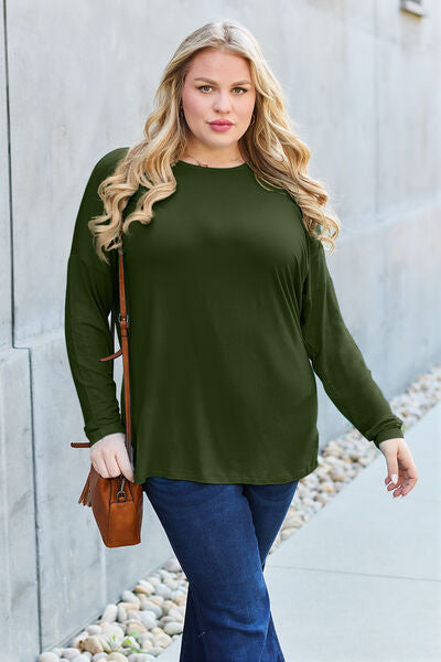 Basic Bae Full Size Round Neck Dropped Shoulder T-Shirt-4