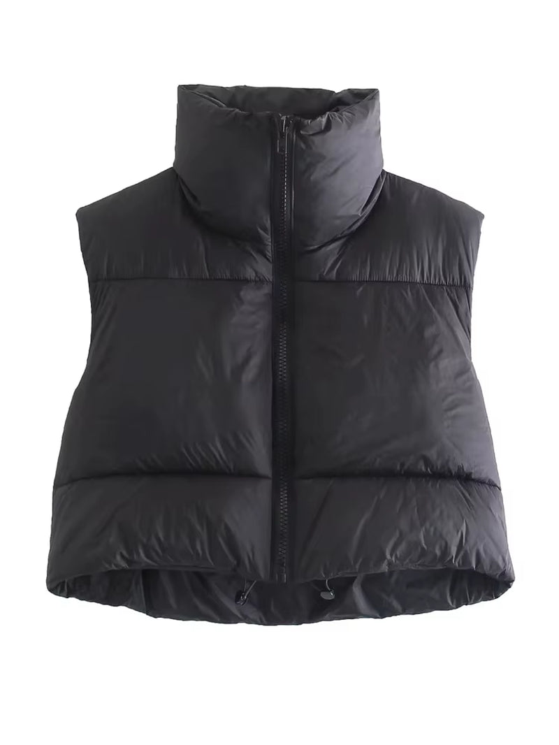 2025 Padded Vest Woman Fashion Cropped Sleeveless Vests for Women High Neck Women'S Quilted Jacket Warm Autumn Winter Coat