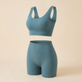 Seamless ribbed yoga workout set