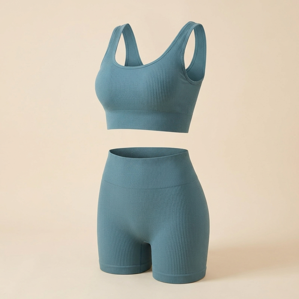 Seamless ribbed yoga workout set