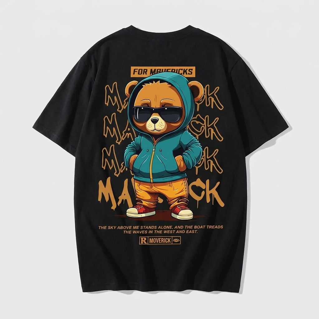 Bear print cotton t-shirt