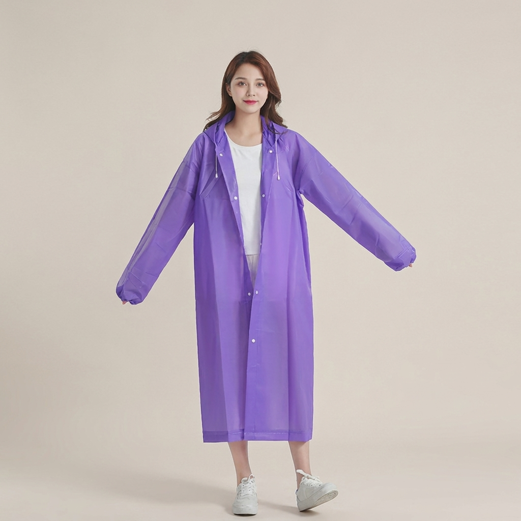 Hooded rain poncho