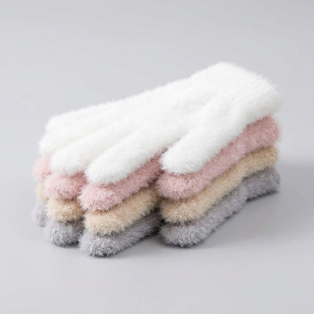 Winter plush five finger gloves