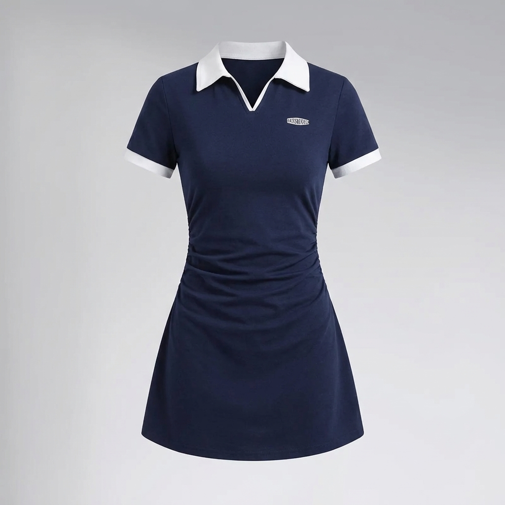 Polo collar mini dress