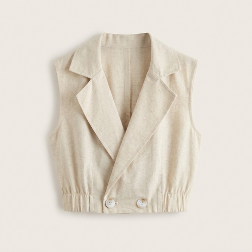 Khaki linen tank top
