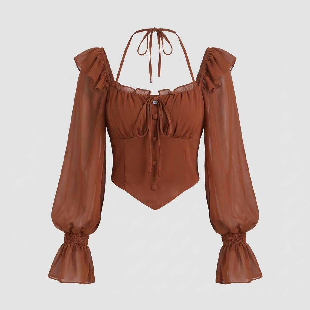 Flare sleeve halter top