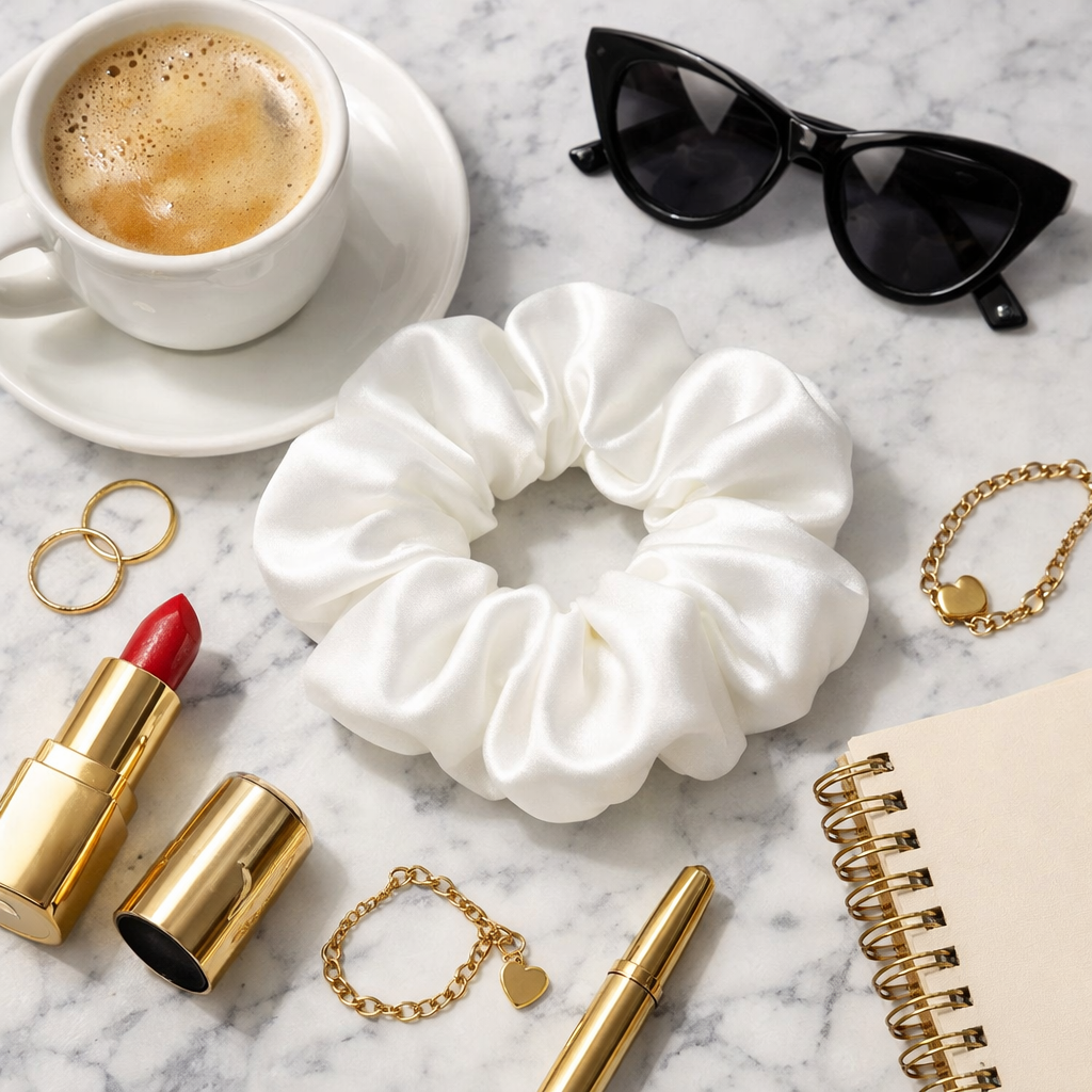 Yes I Do – White Satin Scrunchie | XXL Oversized Scrunchie