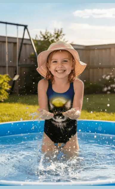 Ziggy_the_Cat Girl’s swimsuit / Cute Cat Print / Made in Canada