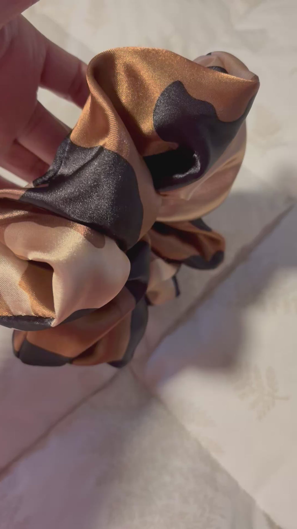 Stand Your Ground - Oversized Brown & Black Camo Satin Scrunchie (XXL)