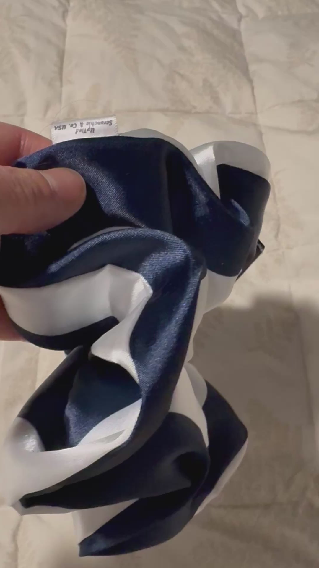 Yeah, I Know - Oversized Navy & White Satin Scrunchie (XXL)