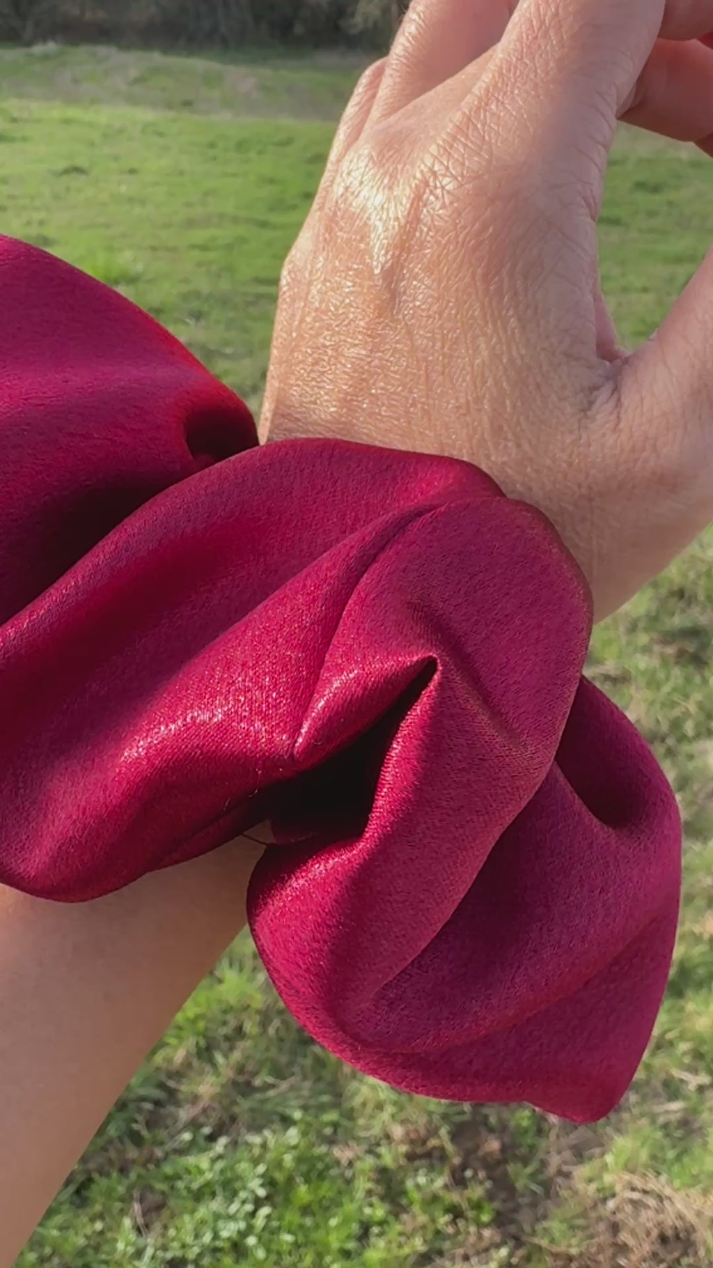 Big Whiner – XXL Burgundy Satin Scrunchie | Oversized, Soft Shine, Gentle Hold
