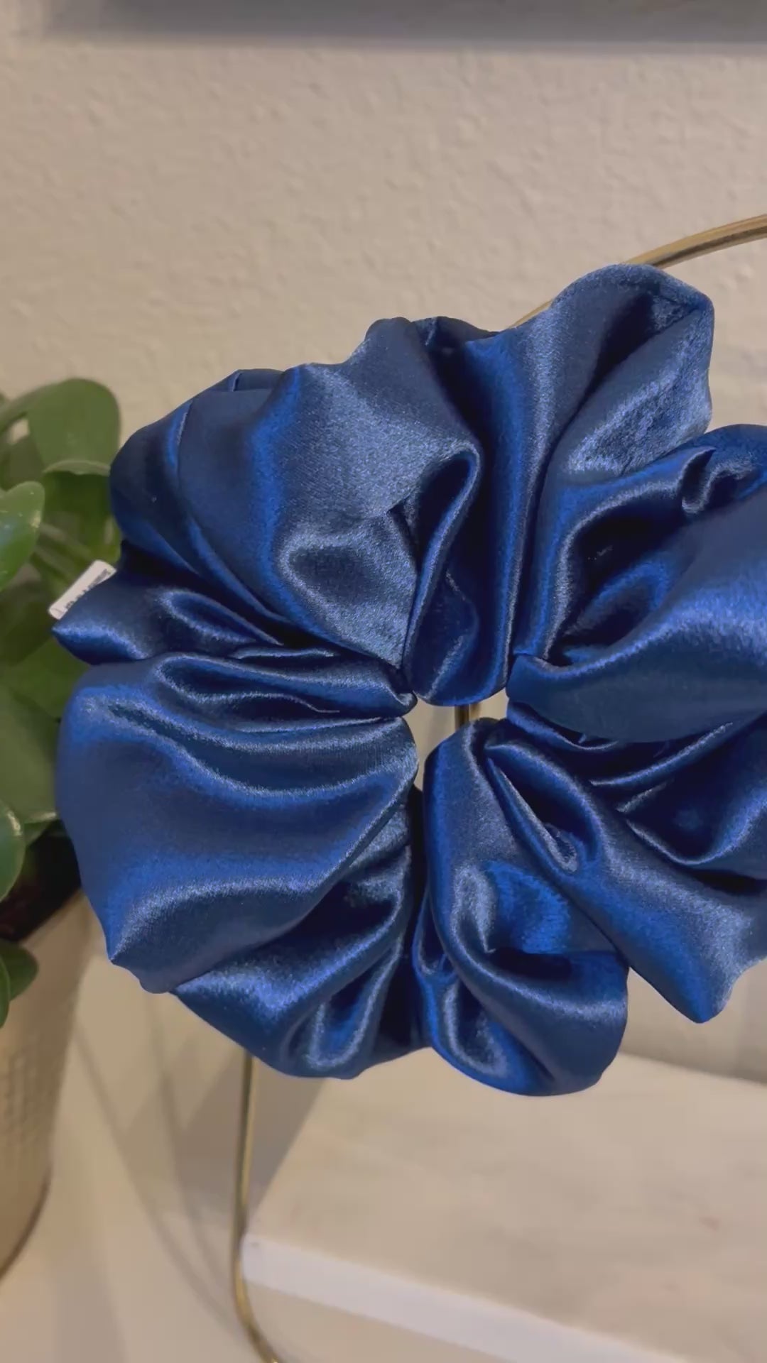 I Make The Call XXL oversized navy satin scrunchie - UpTied Scrunchie Co
