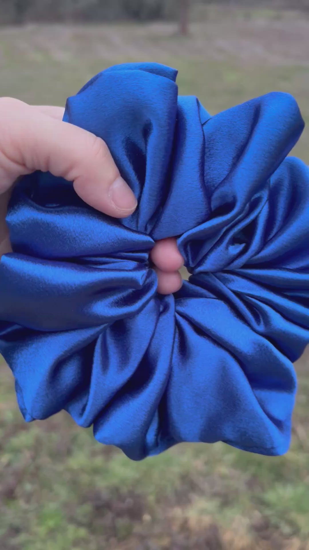 I Make The Call XXL oversized navy satin scrunchie - UpTied Scrunchie Co
