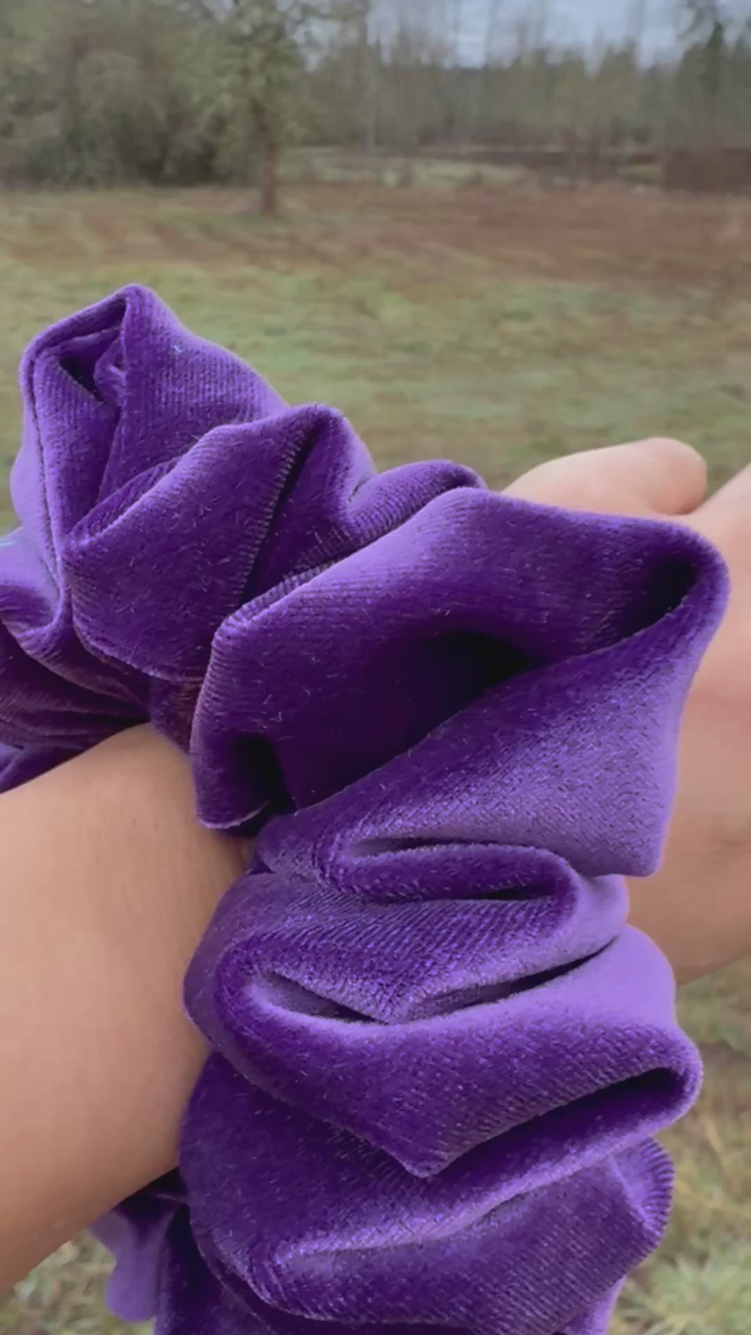 Purple Reign XL oversized purple velvet scrunchie - UpTied Scrunchie Co