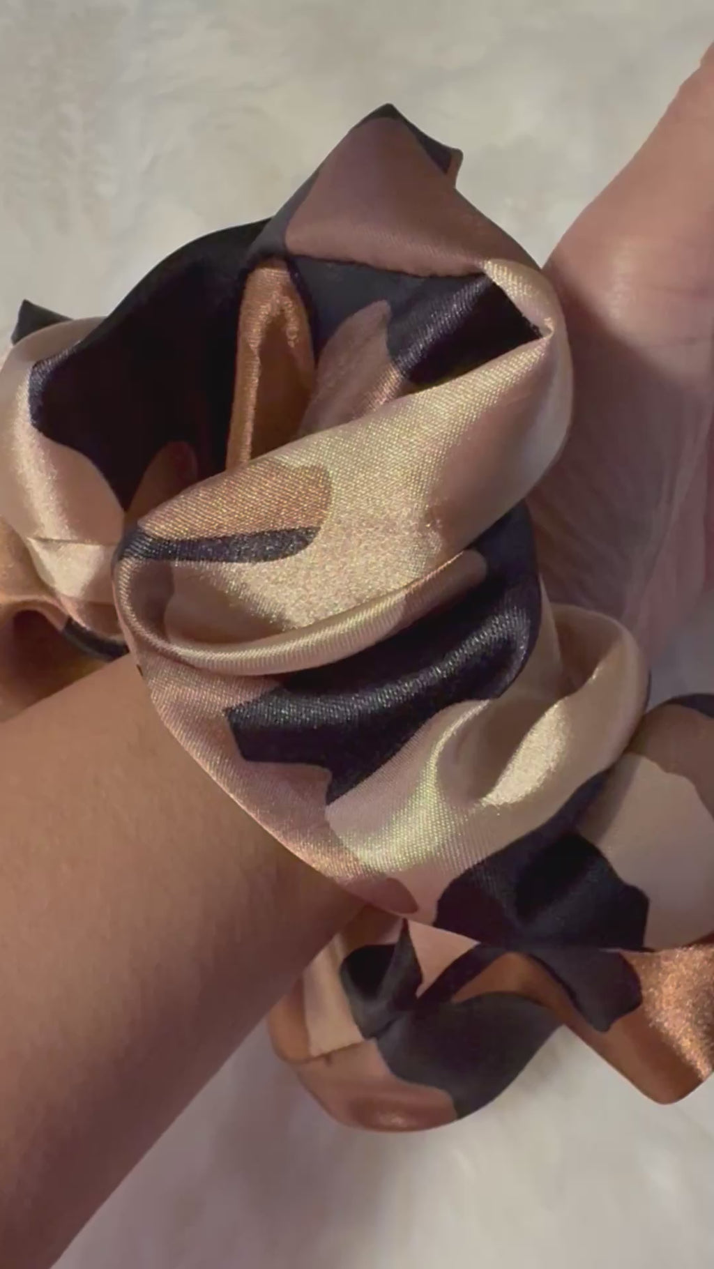 Stand Your Ground - Oversized Brown & Black Camo Satin Scrunchie (XXL)