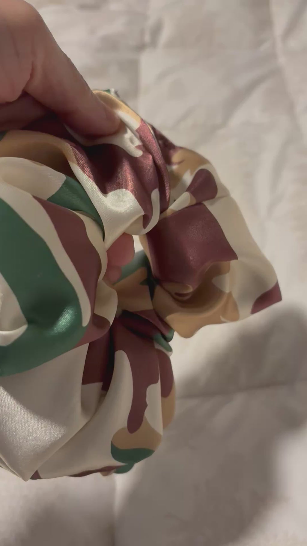 I Don't Care - Oversized Green Camo Satin Scrunchie (XXL)